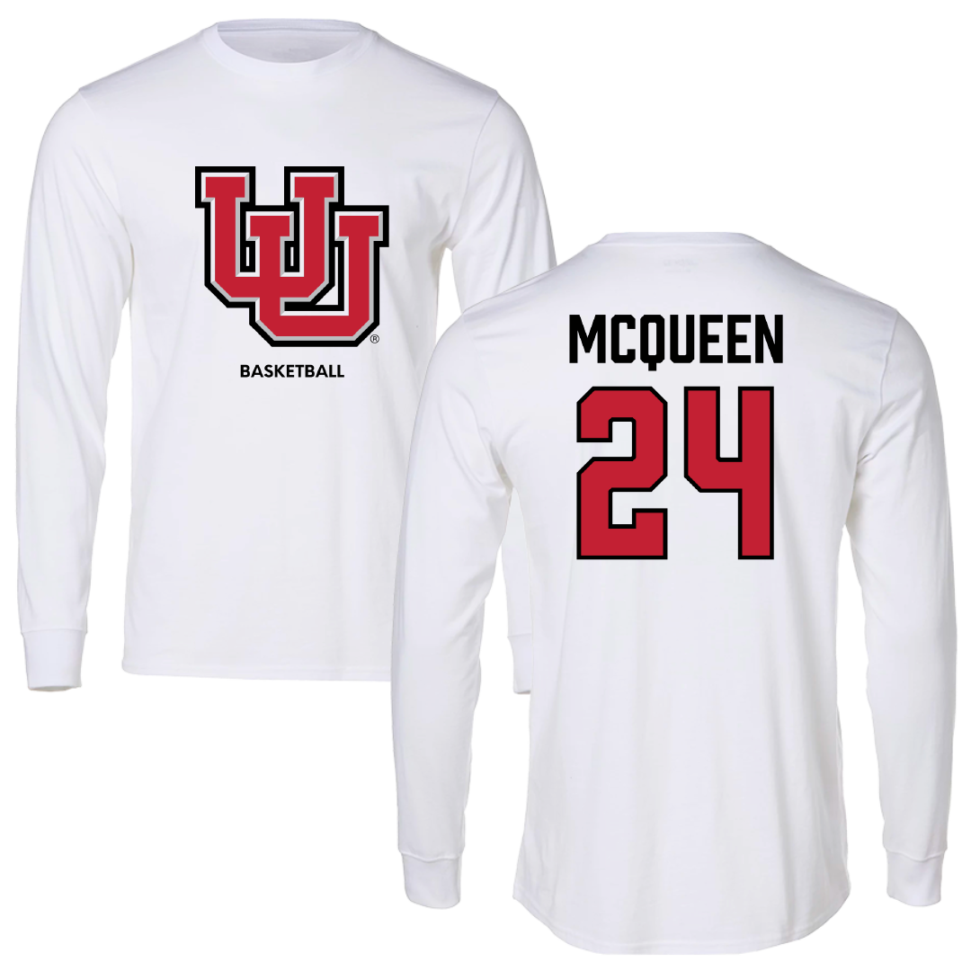 University of Utah Basketball (W) White Block Long Sleeve - #24 Kennady McQueen