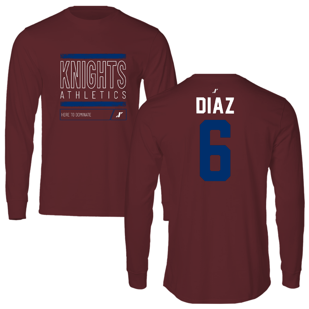 Fairleigh Dickinson University-Metropolitan Campus Volleyball Maroon Dominate Performance Long Sleeve - #6 Diego Diaz