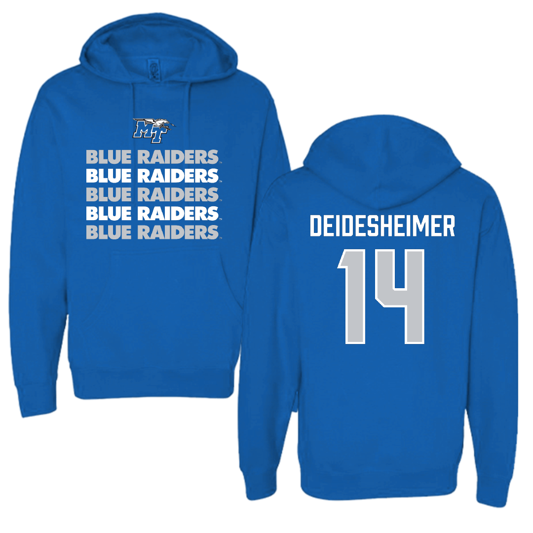 Middle Tennessee State University Volleyball Blue General Hoodie - #14 Payton Deidesheimer