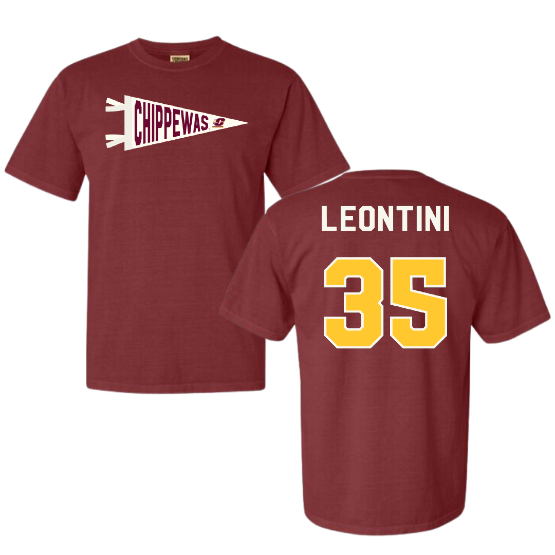 Central Michigan University Lacrosse Maroon Pennant Comfort Colors Tee - #35 Gianna Leontini
