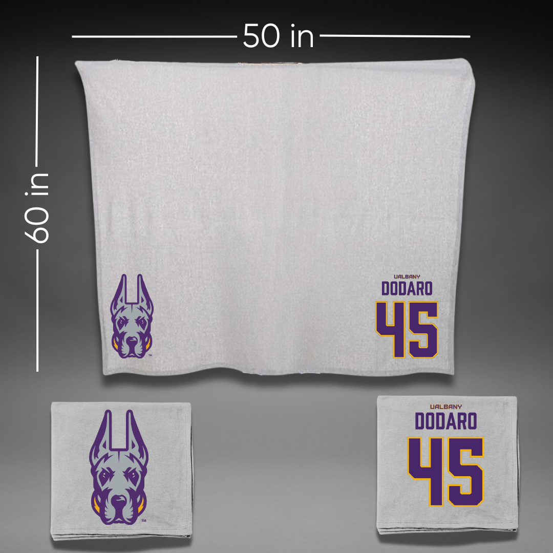 University at Albany Football Gray Blanket - #45 John Dodaro