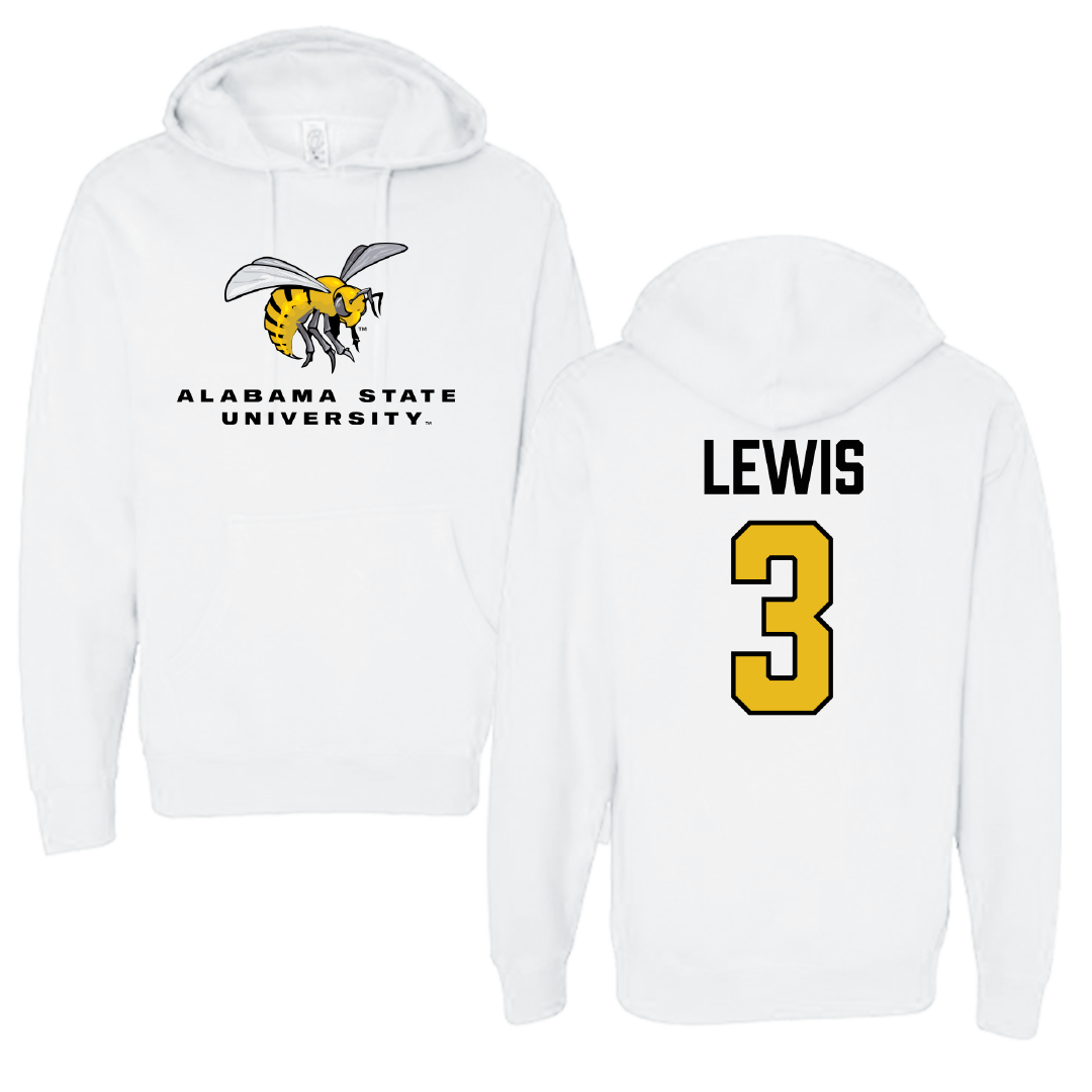 Alabama State University Football White Block Hoodie - #3 Keane Lewis