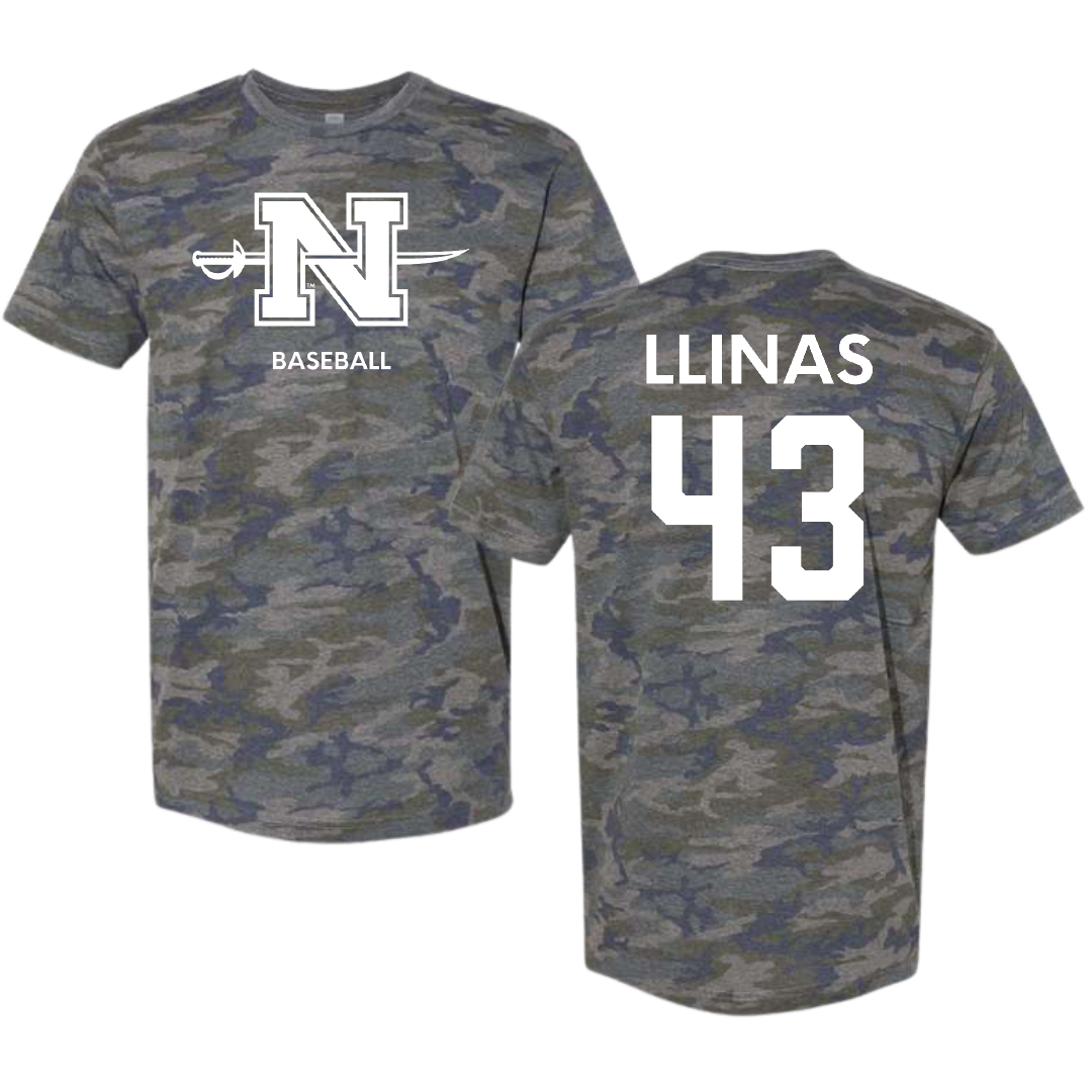 Nicholls State University Baseball Vintage Camo Tee - #43 Alexander Llinas