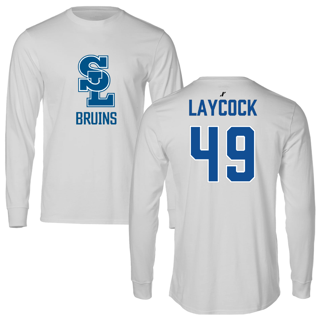 Salt Lake Community College Baseball Light Gray Bruins Long Sleeve - #49 Austin Laycock