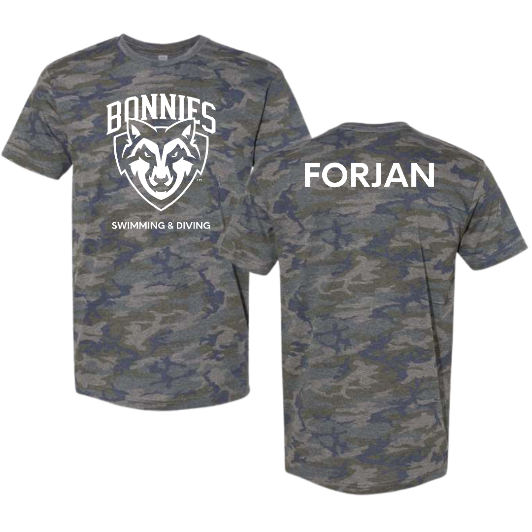 St. Bonaventure University Swimming & Diving Vintage Camo Tee - Anna Forjan