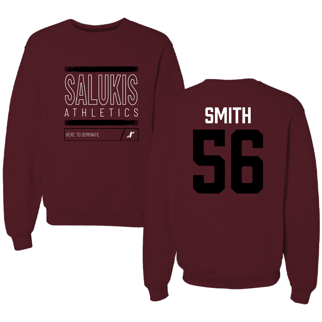 Southern Illinois University at Carbondale Football Maroon Dominate Crewneck - #56 Carmelo Smith
