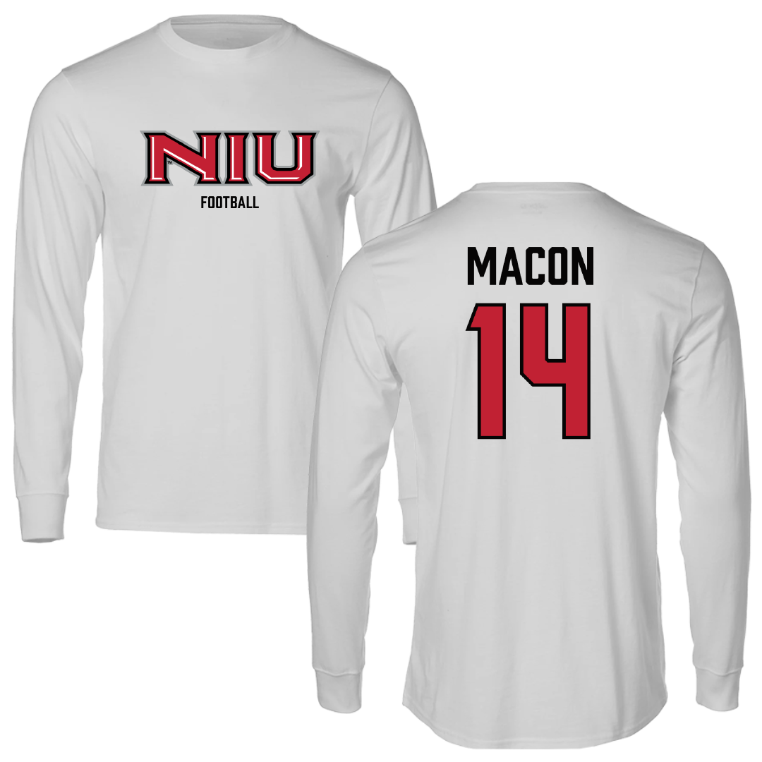 Northern Illinois University Football Light Gray Long Sleeve - #14 Jalen Macon