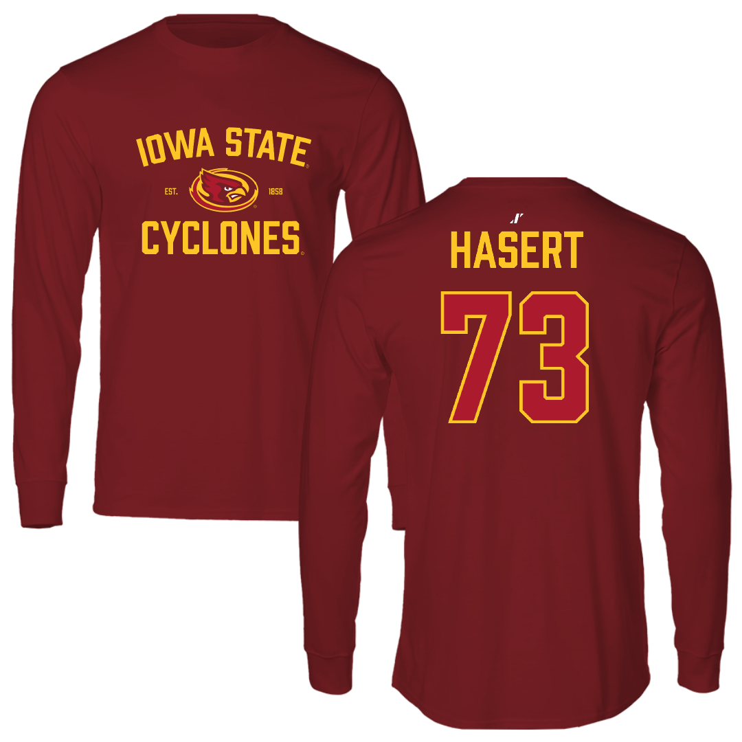 Iowa State University Football Cardinal General Long Sleeve - #73 Deylin Hasert