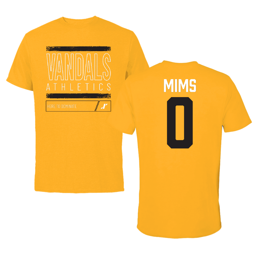 University of Idaho Basketball Gold Dominate Performance Tee - #0 Julius Mims