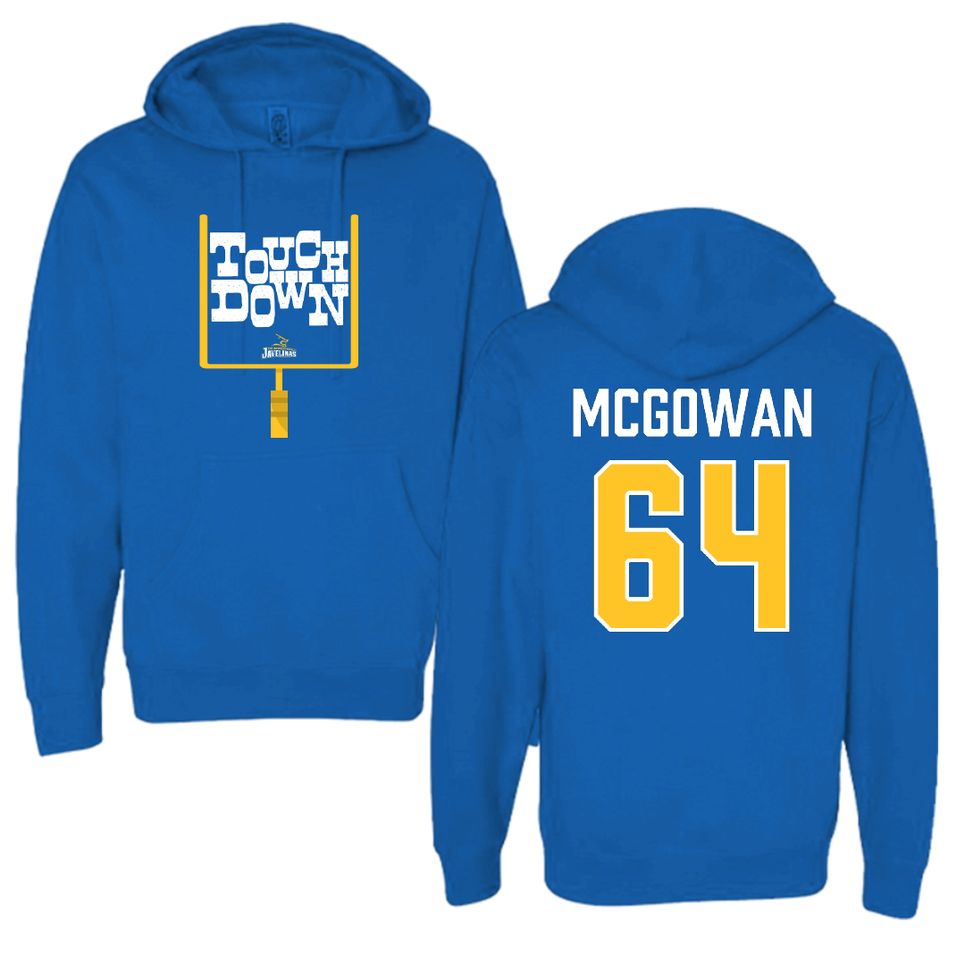 Texas A&M University-Kingsville Football Blue Touchdown Hoodie - #64 Kevaughnte McGowan