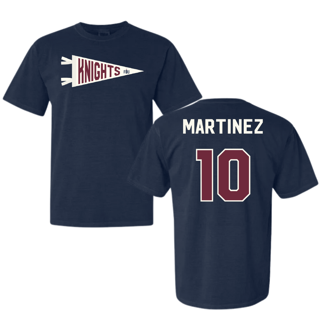 Fairleigh Dickinson University-Metropolitan Campus Soccer Navy Pennant Comfort Colors Tee - #10 Laura Martinez
