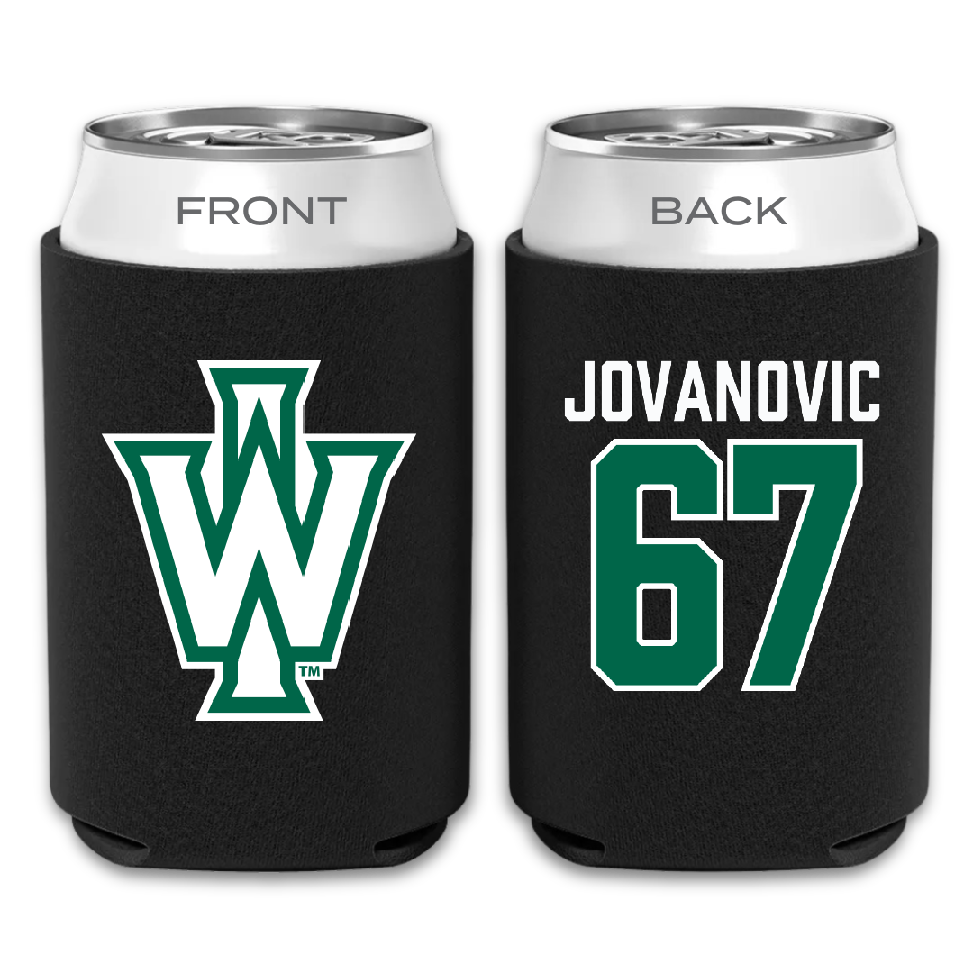 Illinois Wesleyan University Football Black Can Cooler - #67 Mihailo Jovanovic