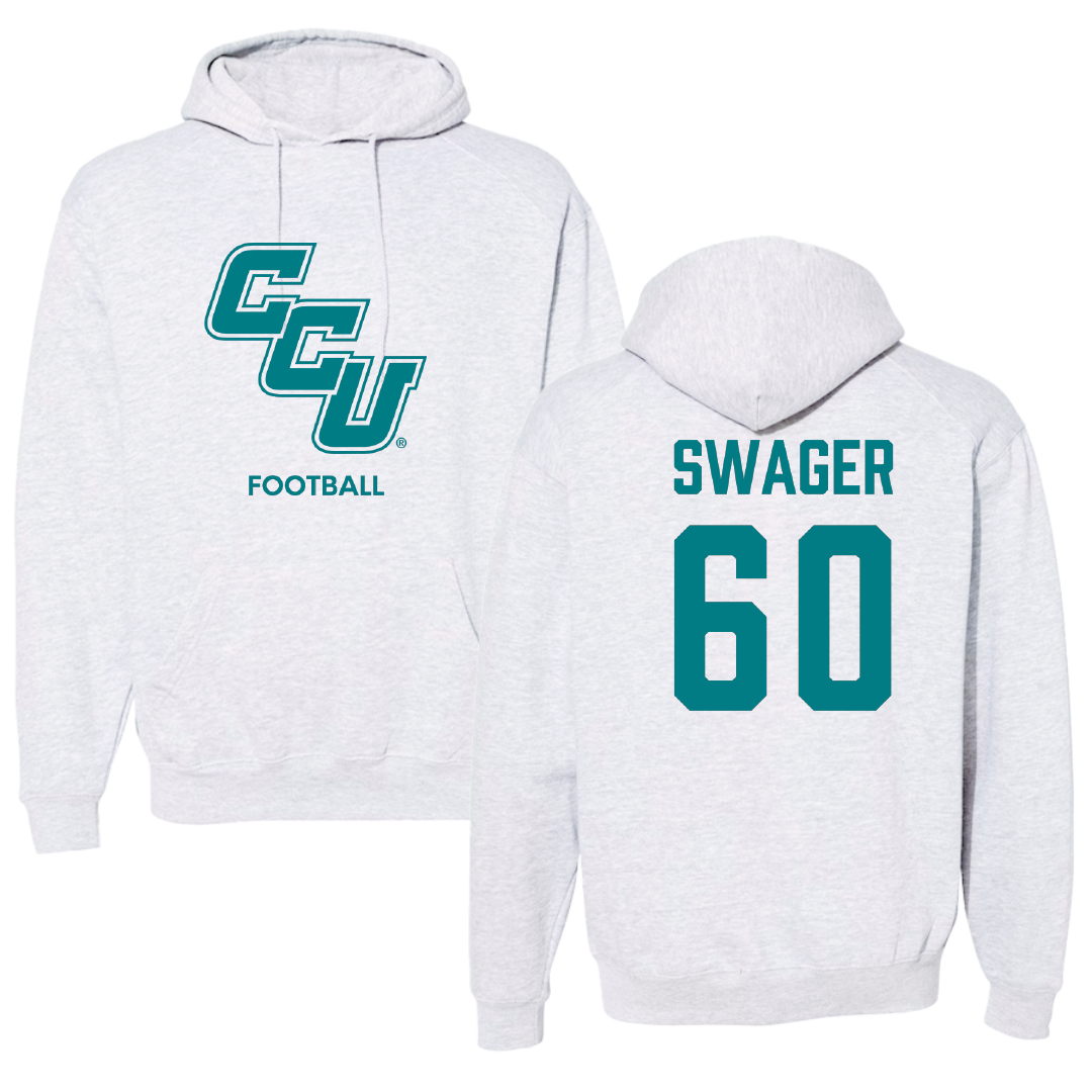 Coastal Carolina University Football Light Gray Hoodie - #60 Mike Swager