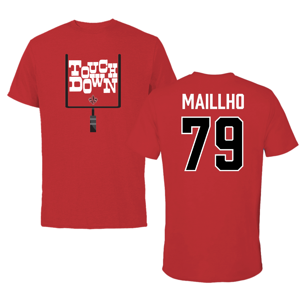University of Louisiana at Lafayette Football Red Touchdown Performance Tee - #79 Andre Maillho