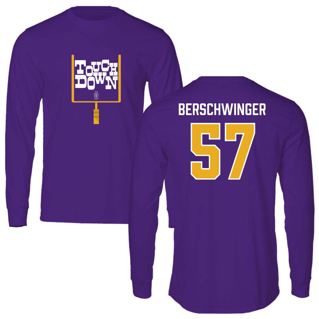 University at Albany Football Purple Touchdown Long Sleeve - #57 Troy Berschwinger