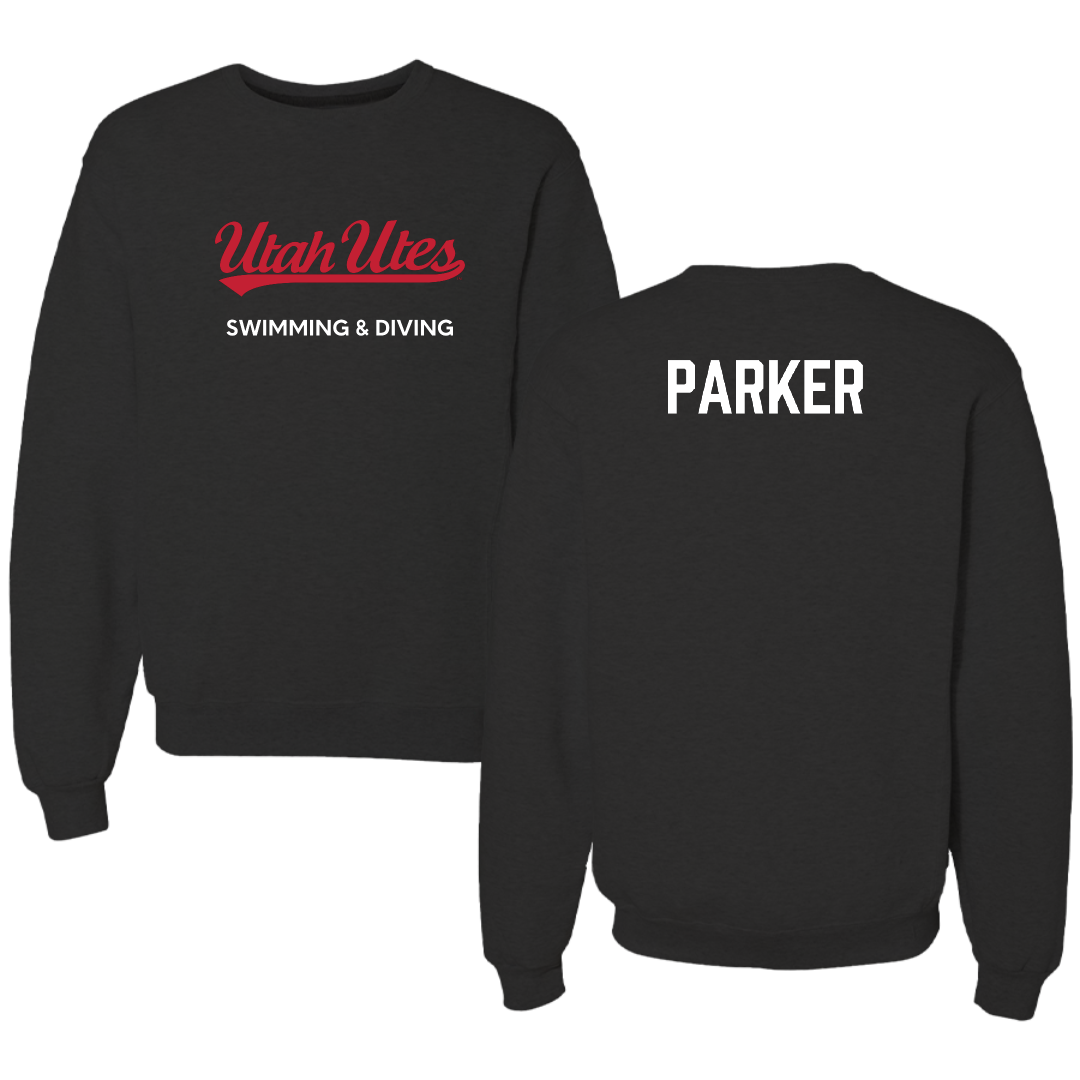 University of Utah Swimming & Diving Black Crewneck - Colin Parker