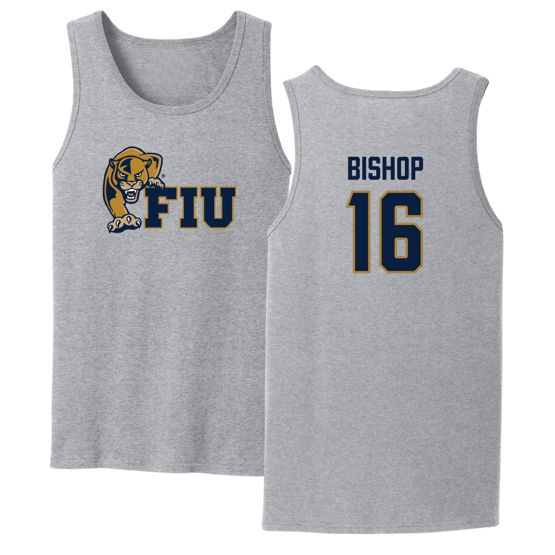 Florida International University Baseball Sport Gray Tank Top - #16 Jaydon Bishop