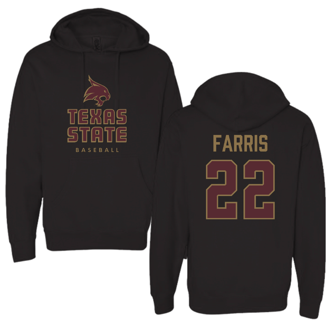 Texas State University Baseball Black Hoodie - #22 Ethan Farris