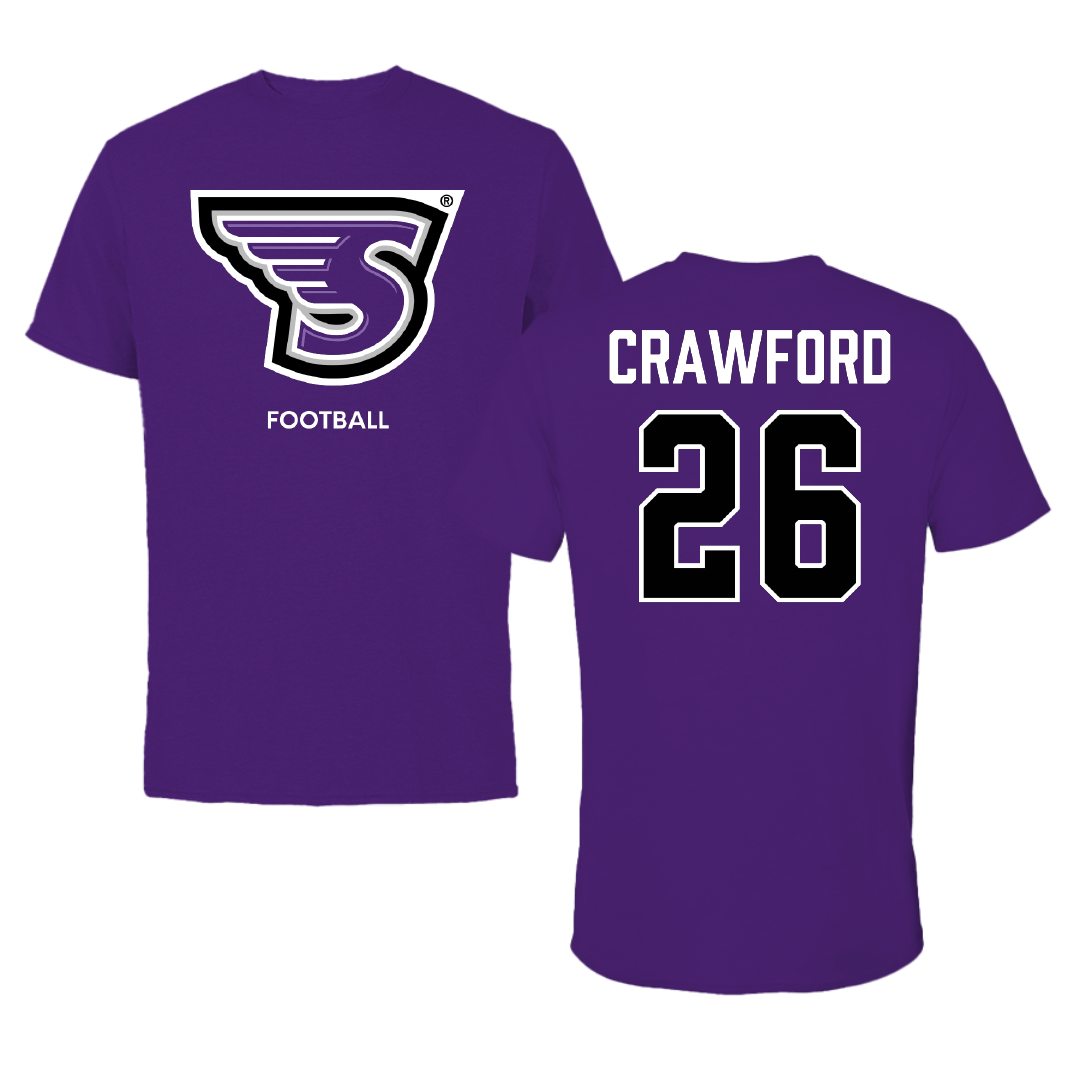 Stonehill College Football Purple Tee - #26 Marcus Crawford