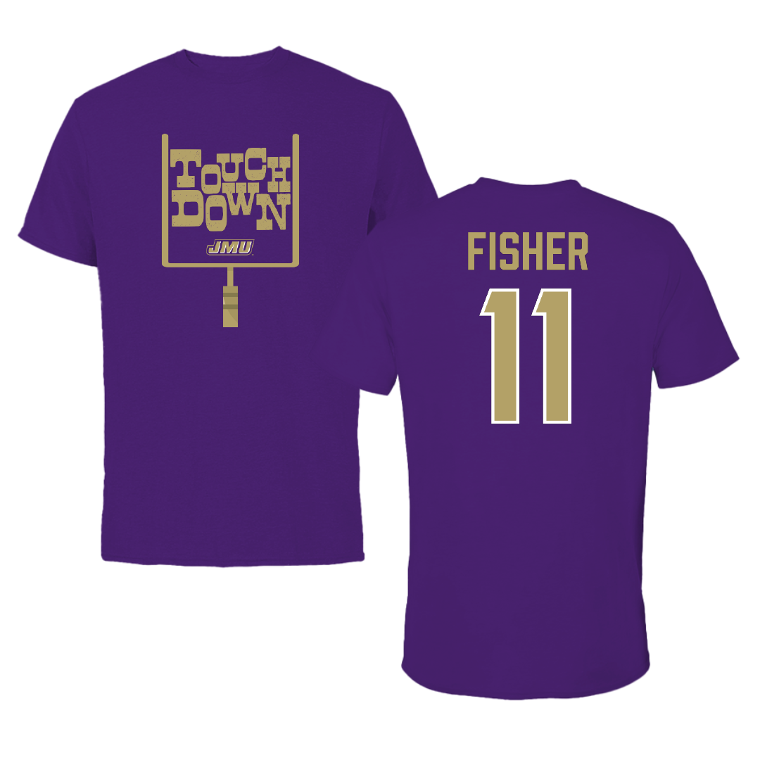 James Madison University Football Purple Touchdown Tee - #11 Aiden Fisher