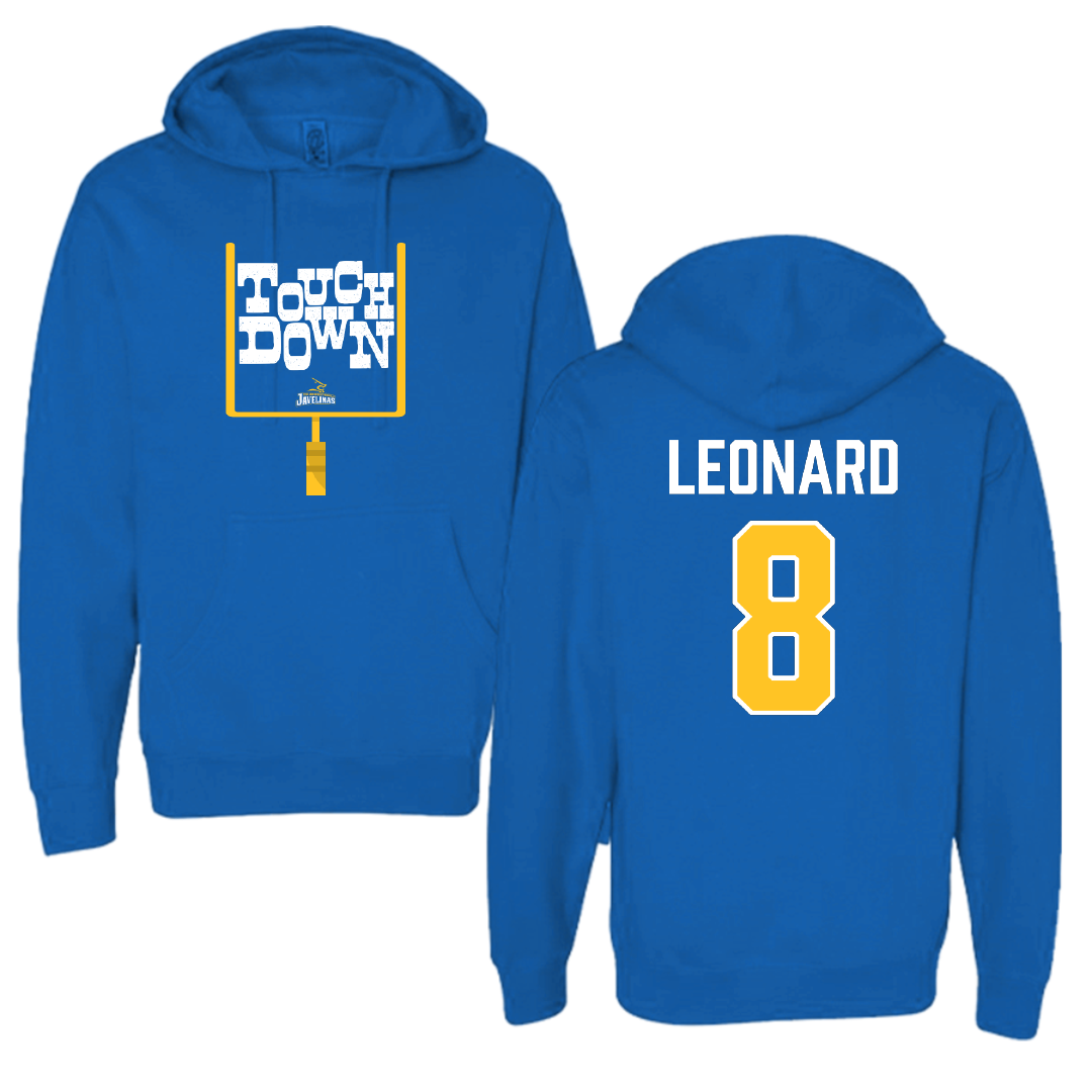 Texas A&M University-Kingsville Football Blue Touchdown Hoodie - #8 Khalen Leonard