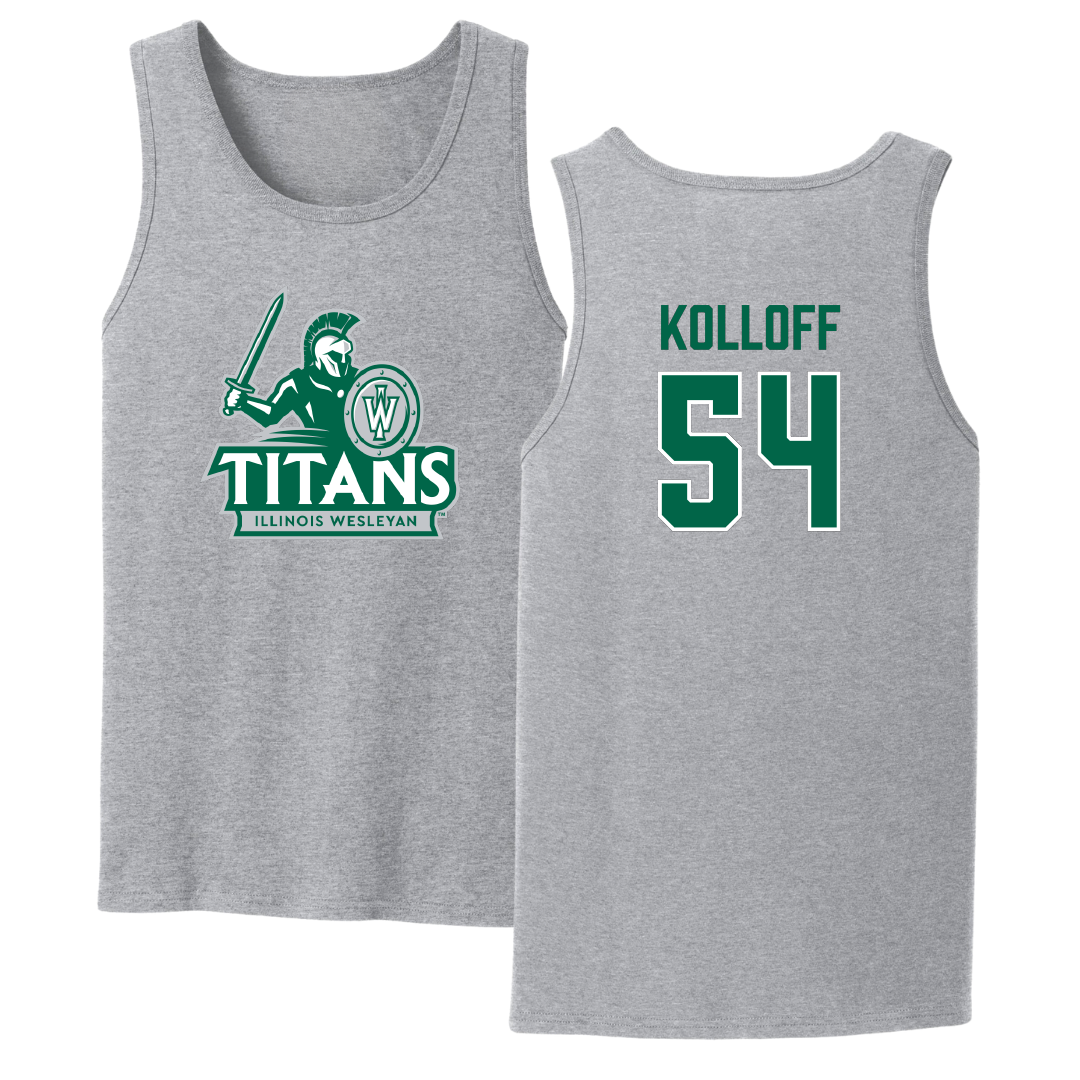 Illinois Wesleyan University Football Sport Gray Tank Top - #54 Ethan Kolloff