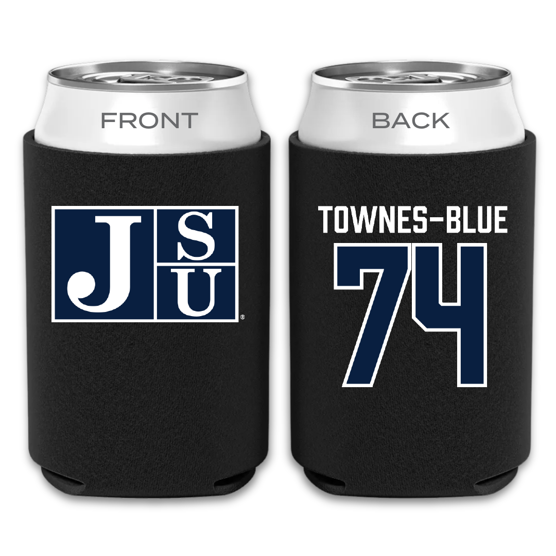 Jackson State University Football Black Can Cooler - #74 D’Andre Townes-Blue
