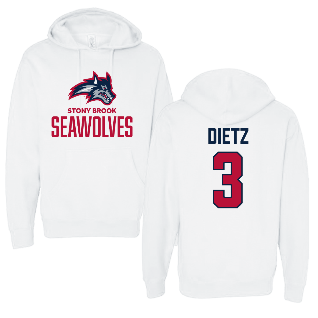 Stony Brook University Football White Hoodie - #3 Marqeese Dietz