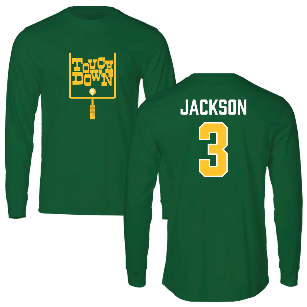 Southeastern Louisiana University Football Green Touchdown Performance Long Sleeve - #3 Deantre Jackson