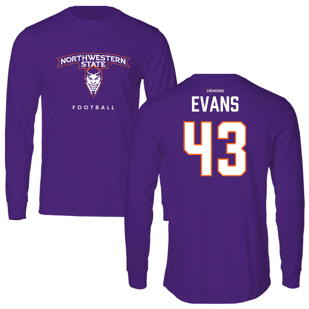 Northwestern State University Football Purple Performance Long Sleeve - #43 Cooper Evans
