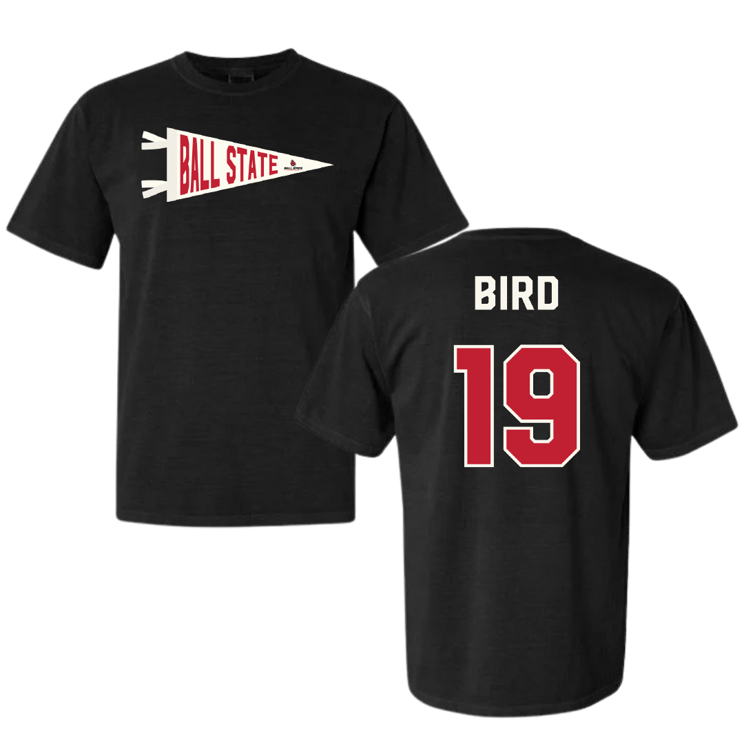Ball State University Soccer Black Pennant Comfort Colors Tee - #19 Sami Bird
