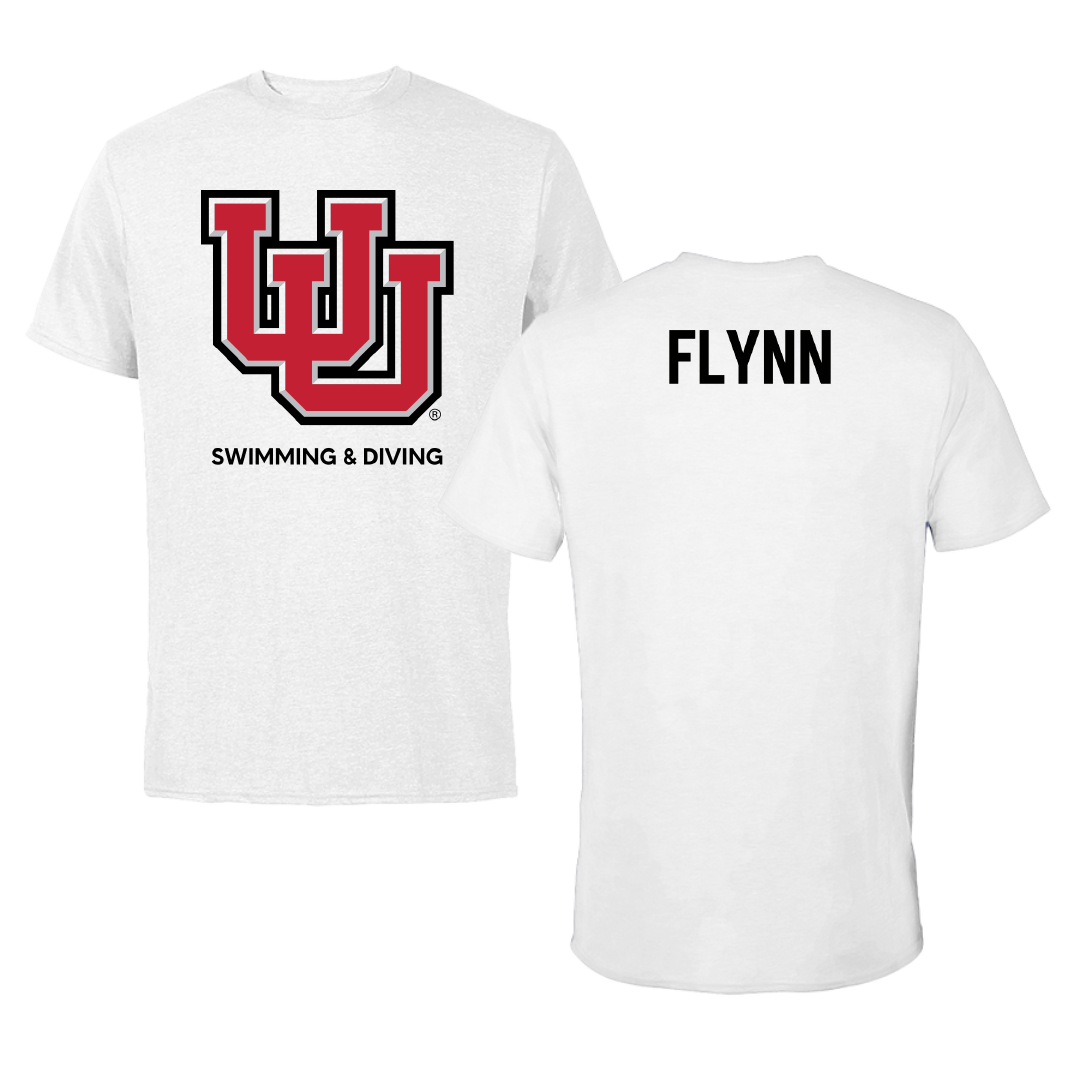 University of Utah Swimming & Diving White Tee - Kelson Flynn