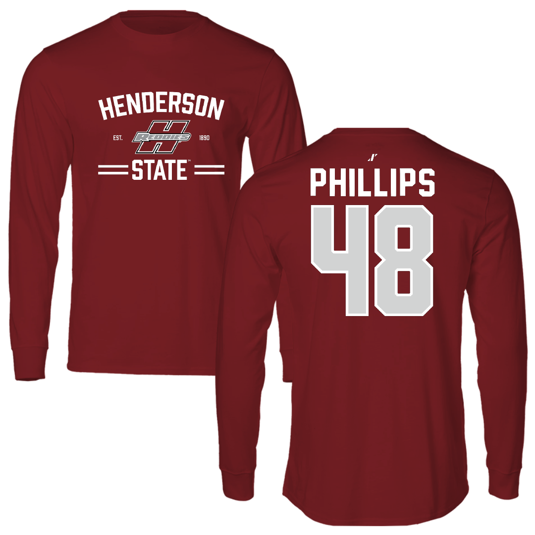 Henderson State University Baseball Cardinal General Long Sleeve - #48 Austin Phillips