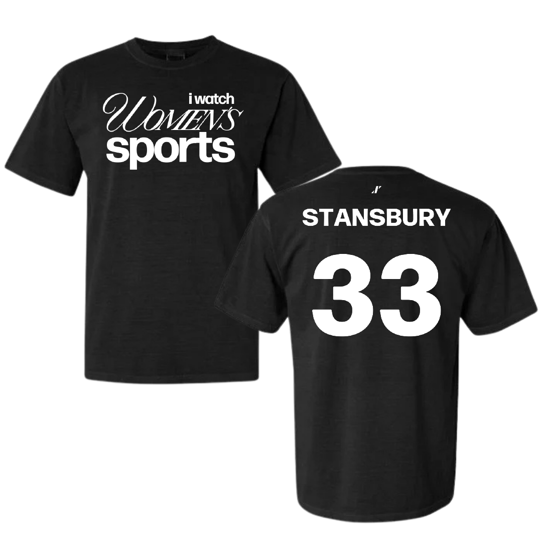 St. Bonaventure University Soccer Black WHM Comfort Colors Tee - #33 Kendall Stansbury
