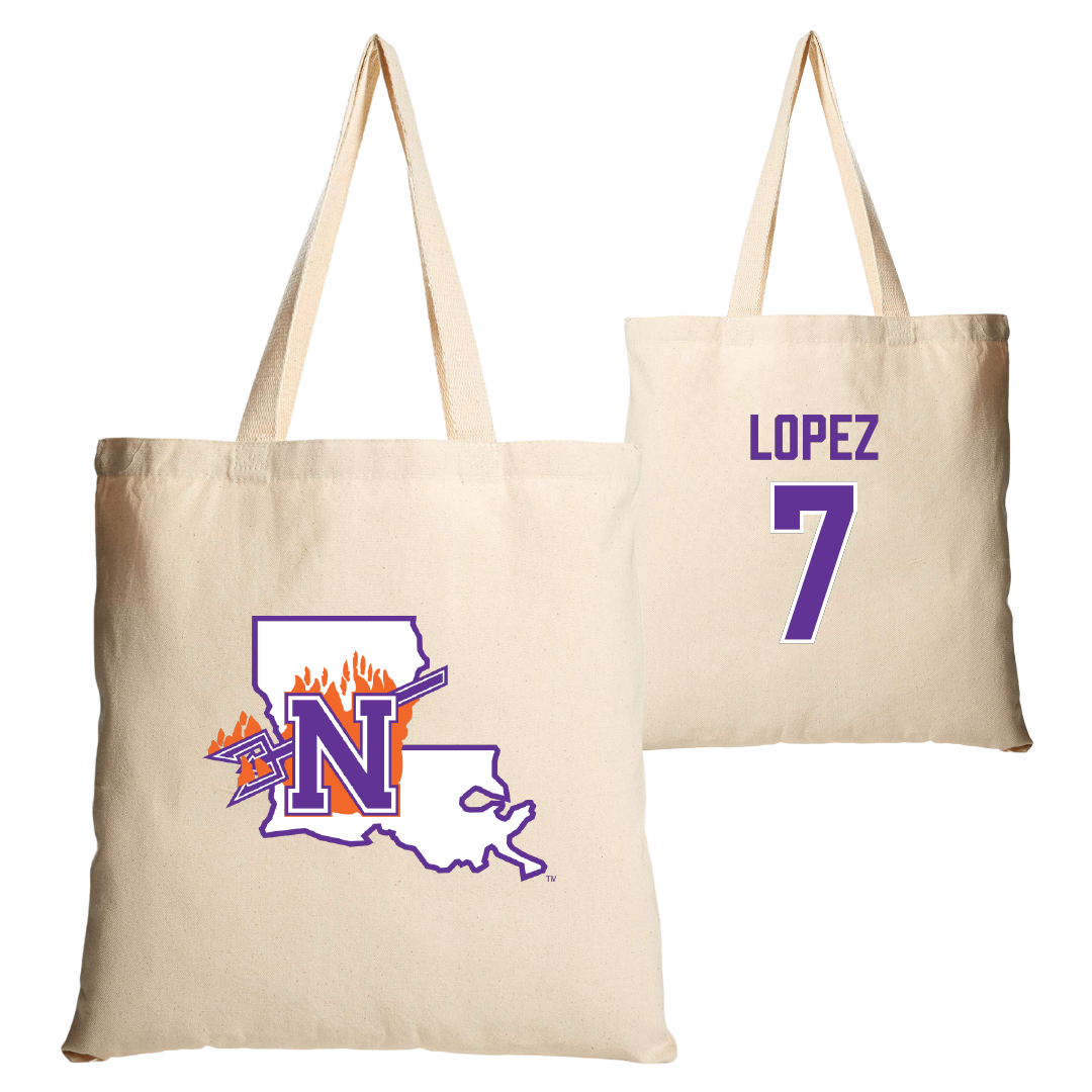 Northwestern State University Soccer Tan Canvas Tote Bag - #7 Sabrina Lopez