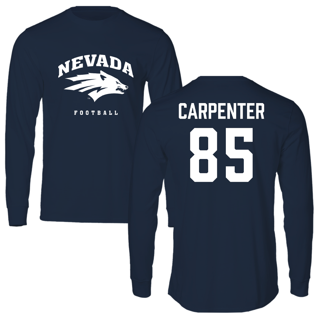 University of Nevada Football Navy Performance Long Sleeve - #85 Jett Carpenter