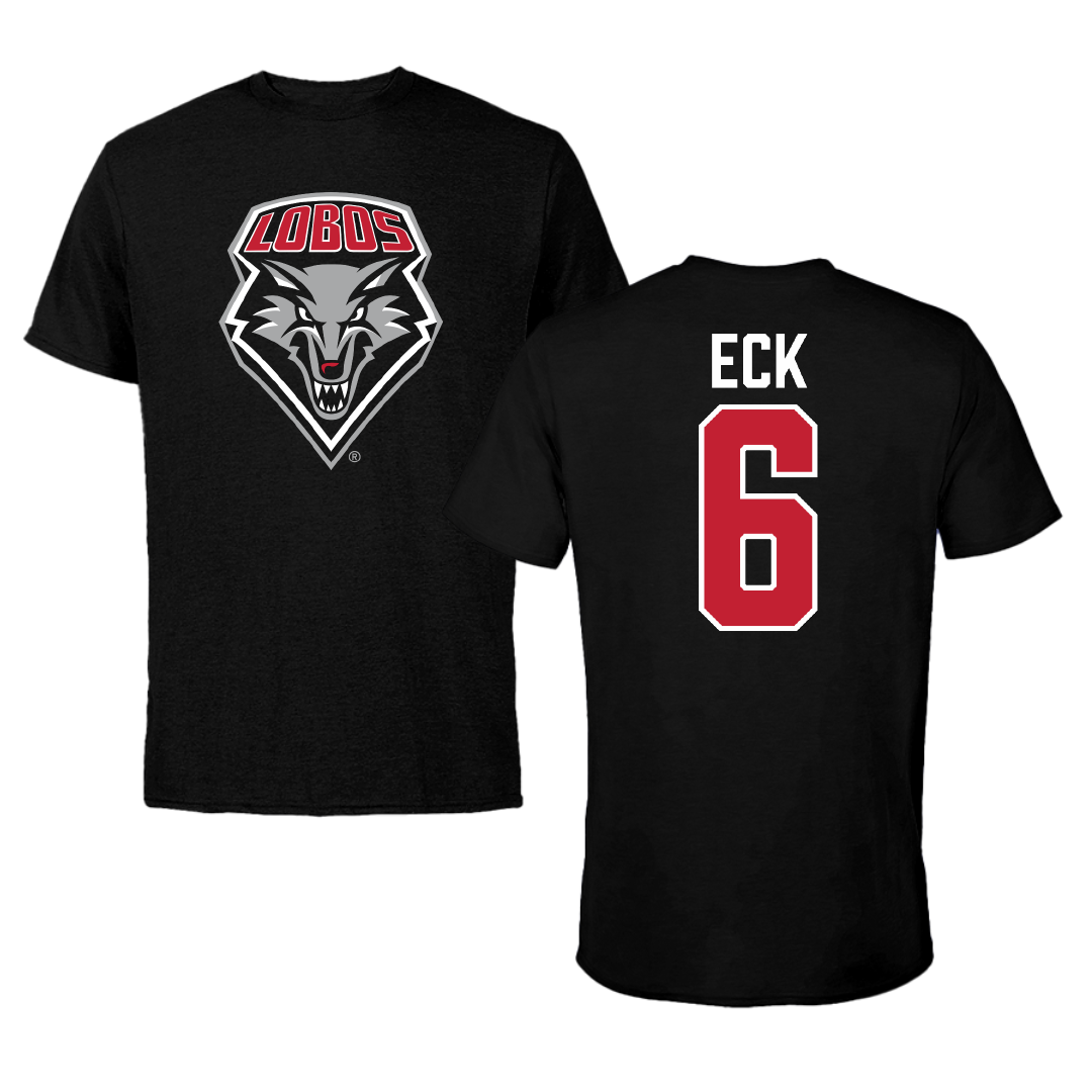 University of New Mexico Football Black Tee - #6 Jaxton Eck