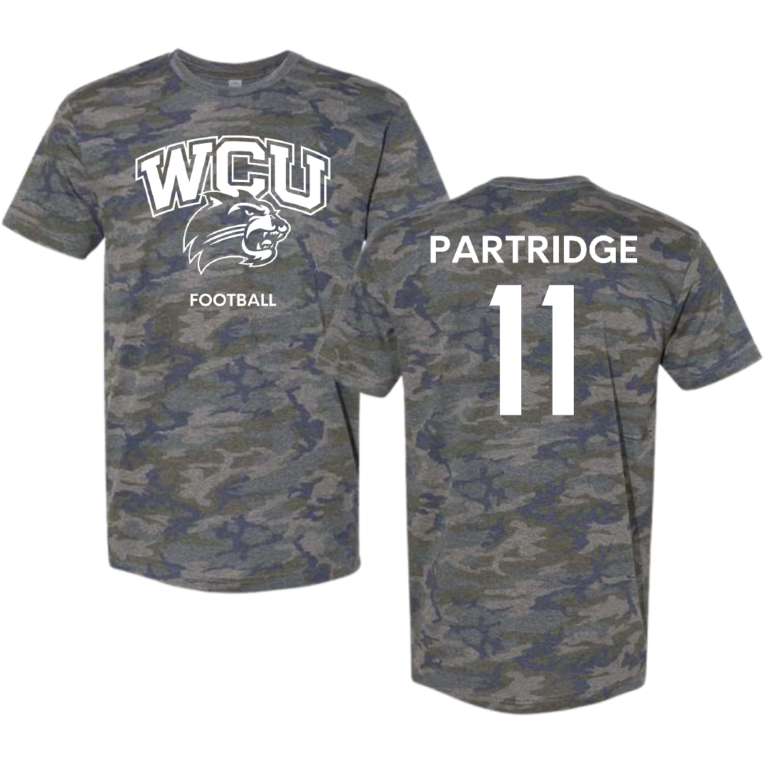 Western Carolina University Football Vintage Camo Tee - #11 Kenyon Partridge