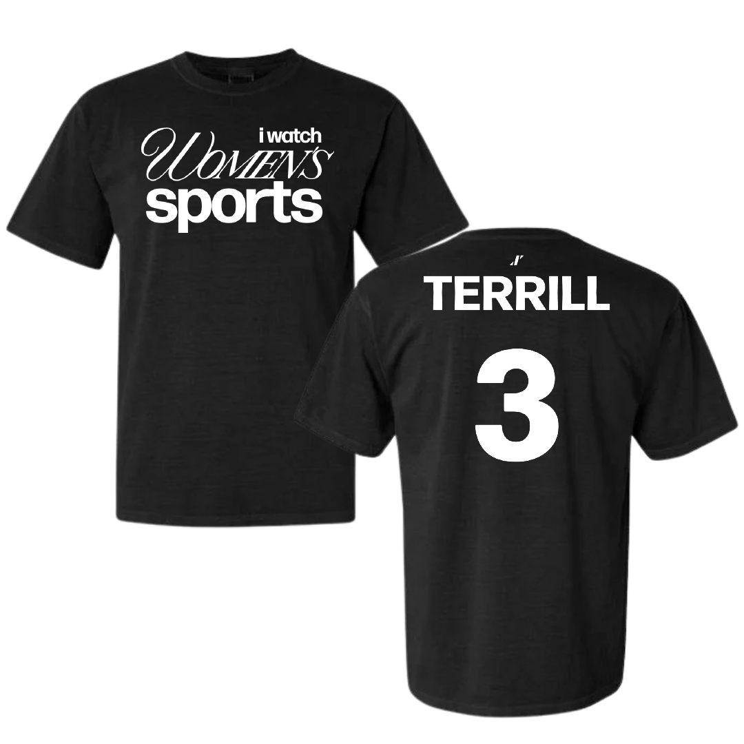 Eastern Washington University Soccer Black WHM Comfort Colors Tee - #3 Grace Terrill