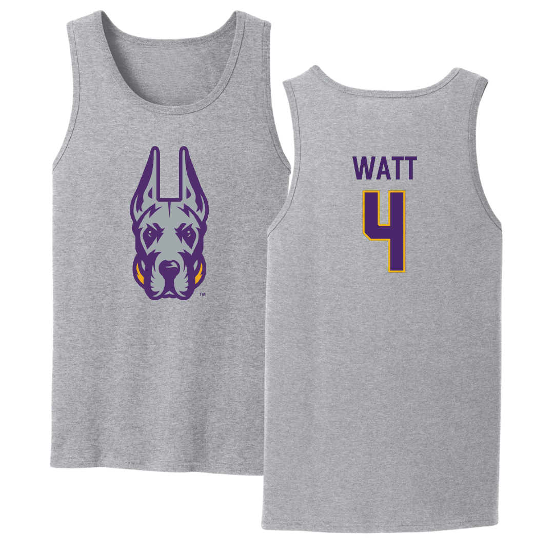 University at Albany Soccer Sport Gray Tank Top - #4 Lucas Watt