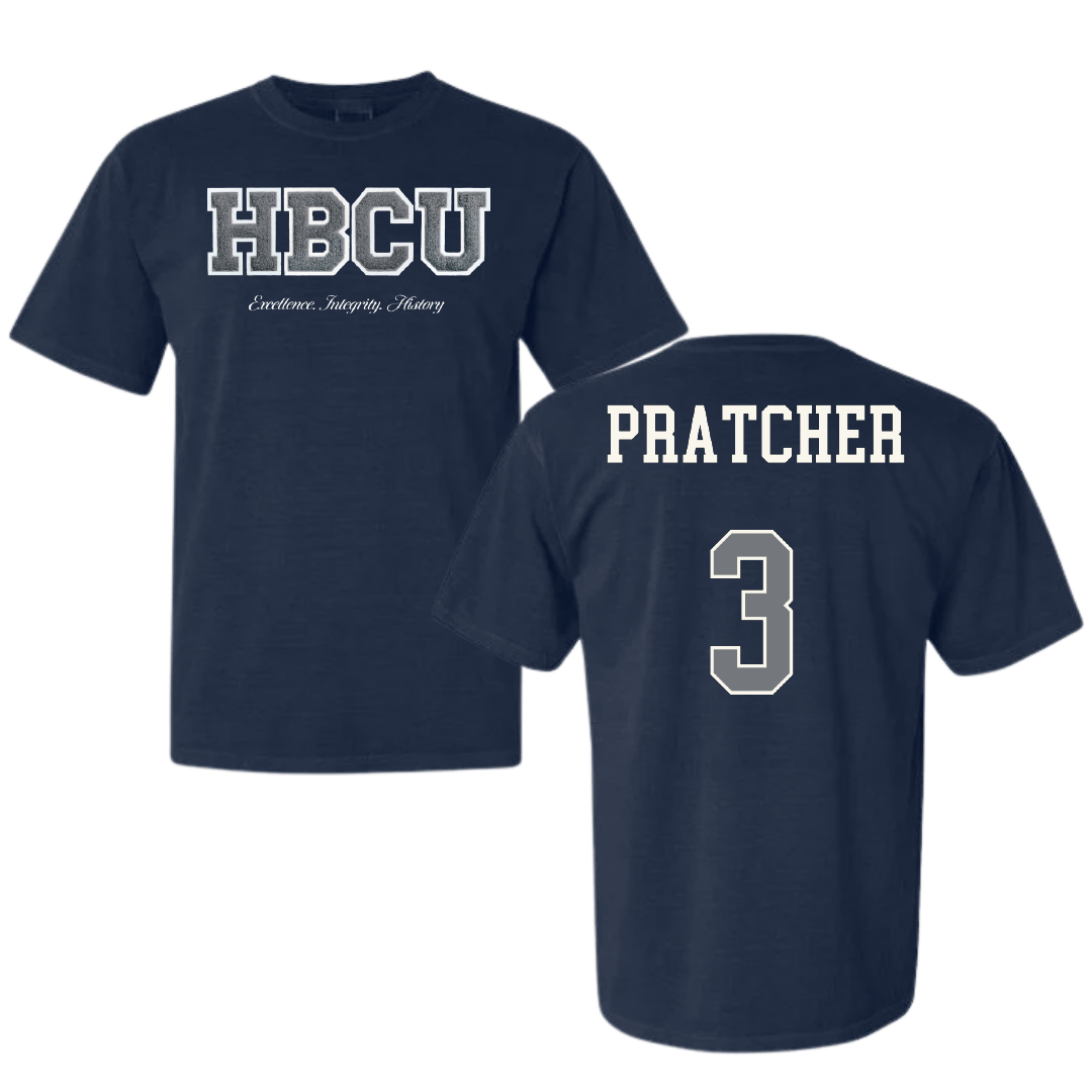 Jackson State University Basketball (W) Navy HBCU Varsity Comfort Colors Tee - #3 Mya Pratcher