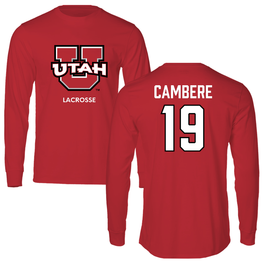 University of Utah Lacrosse (M) Red Utes Long Sleeve - #19 Sammy Cambere