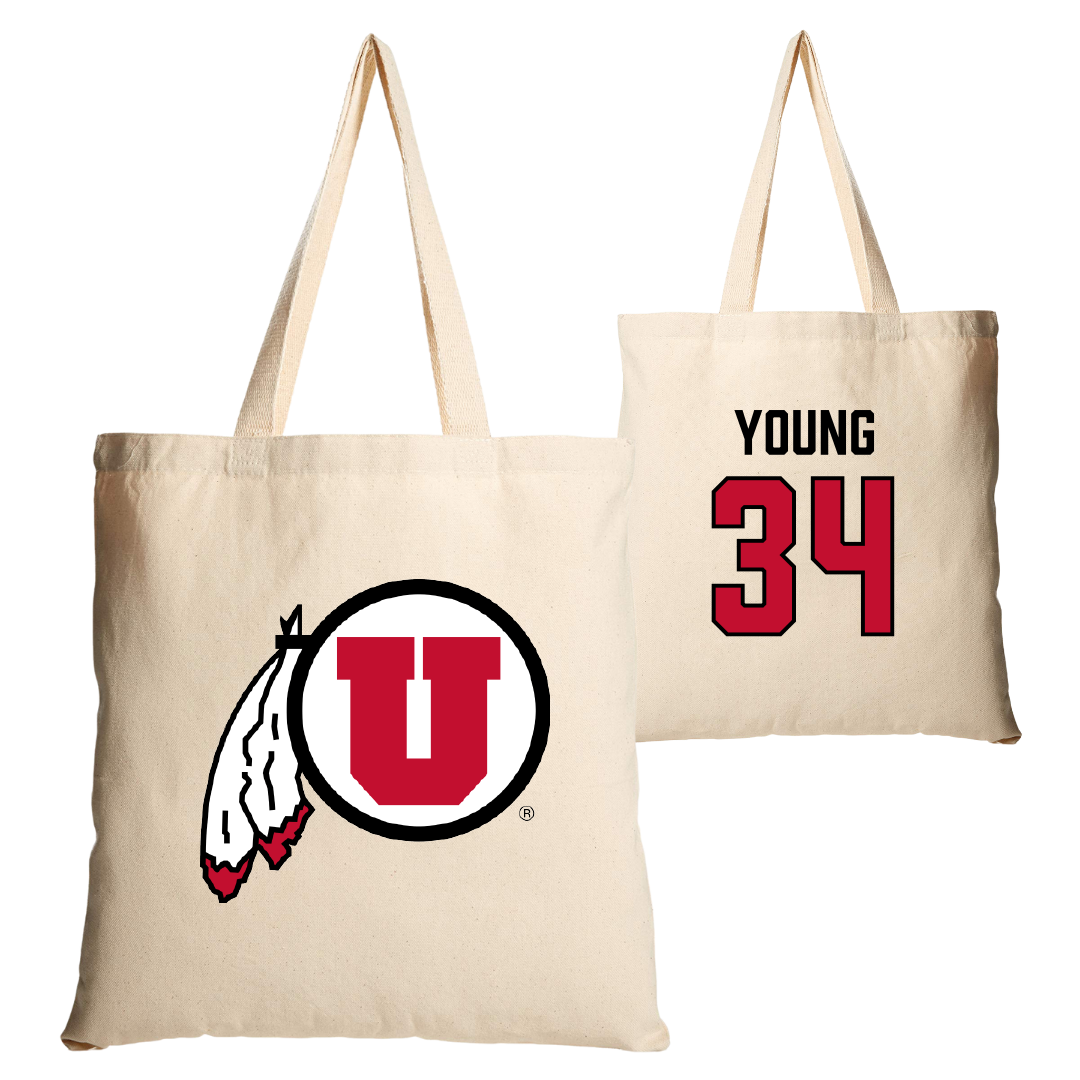 University of Utah Basketball Tan Canvas Tote Bag - #34 Dasia Young