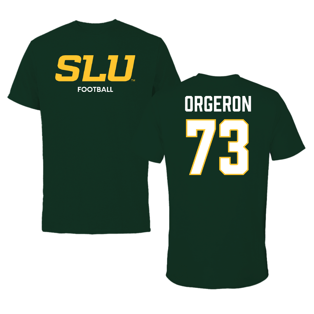 Southeastern Louisiana University Football Forest Green Tee - #73 Jhy Orgeron