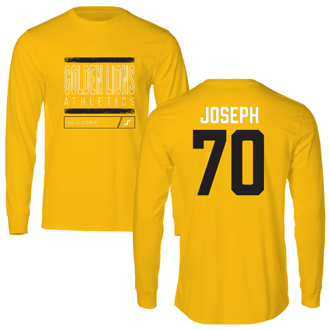 University of Arkansas-Pine Bluff Football Gold Dominate Performance Long Sleeve - #70 Charles Joseph