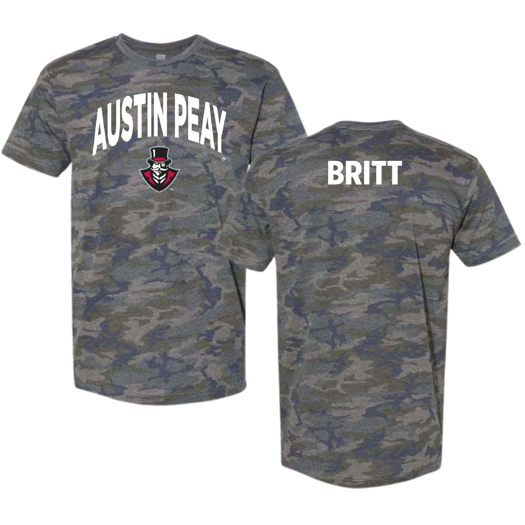 Austin Peay State University Golf Vintage Camo Tee - Reece Britt