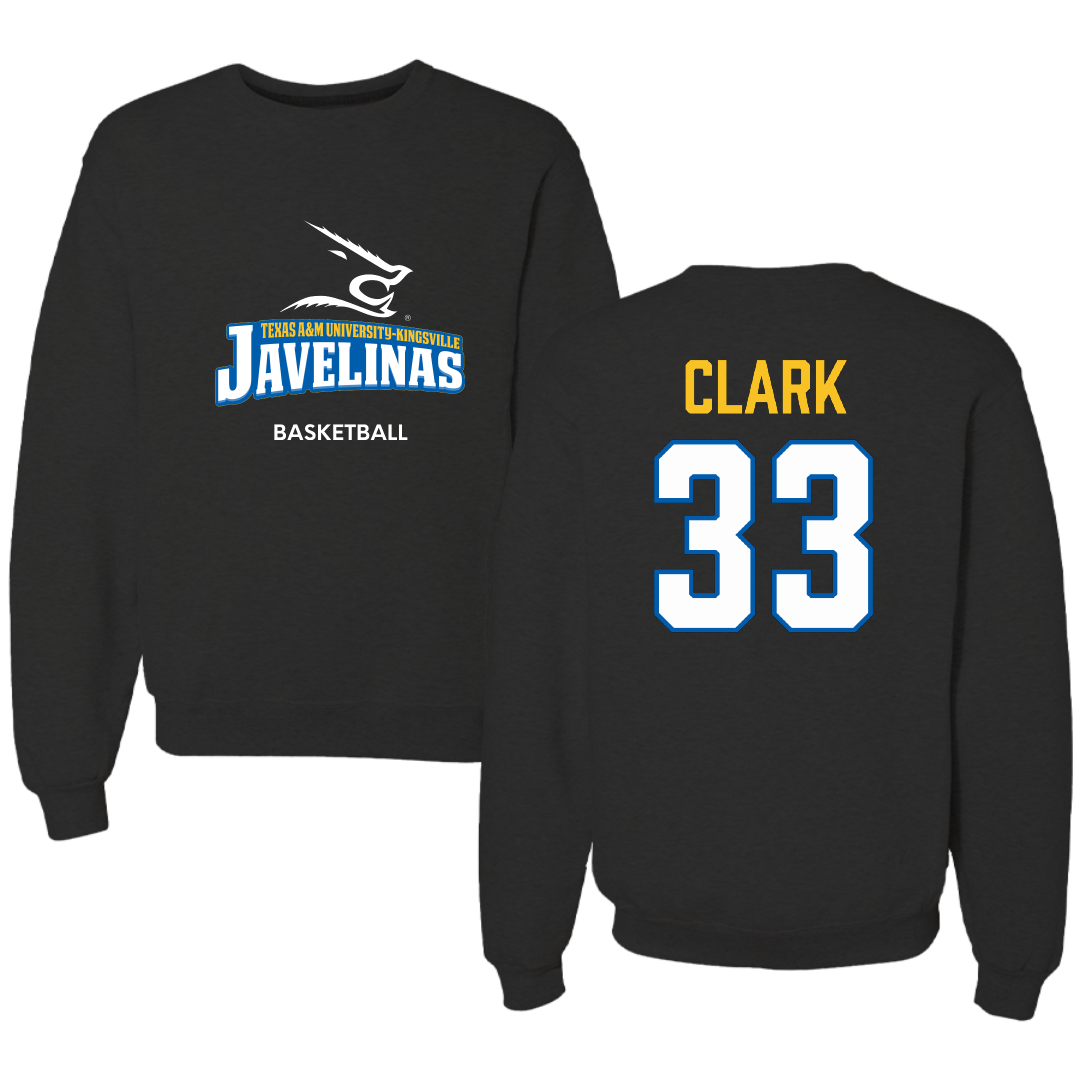 Texas A&M University-Kingsville Basketball (M) Black Crewneck - #33 Jason Clark