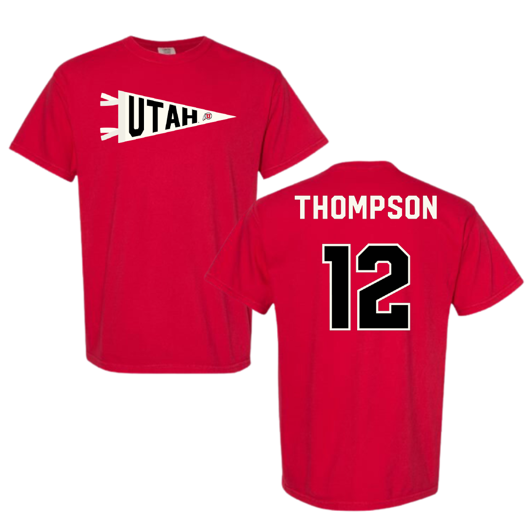 University of Utah Beach Volleyball Red Pennant Comfort Colors Tee - #12 Siona Thompson