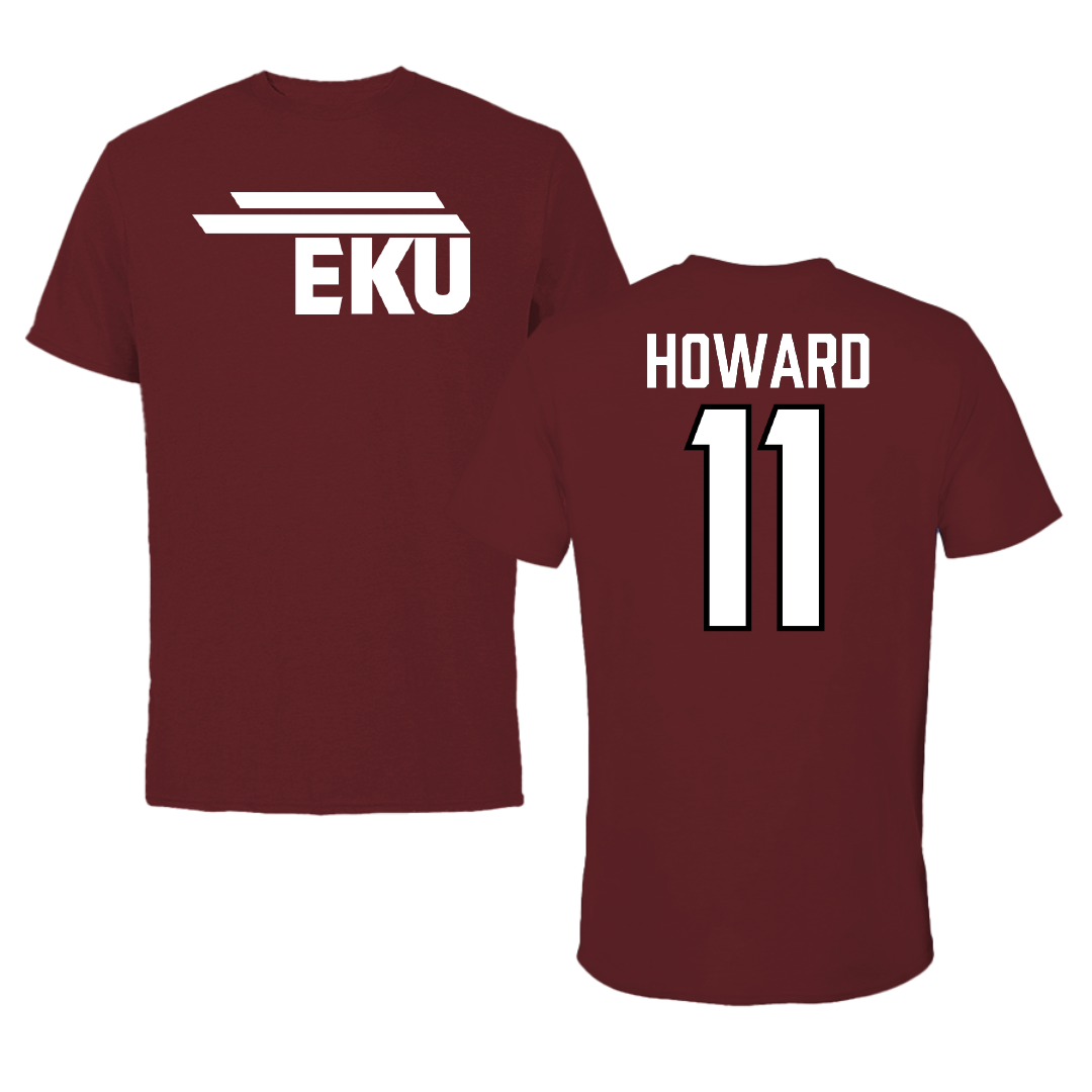 Eastern Kentucky University Football Maroon Football Performance Tee - #11 Blake Howard