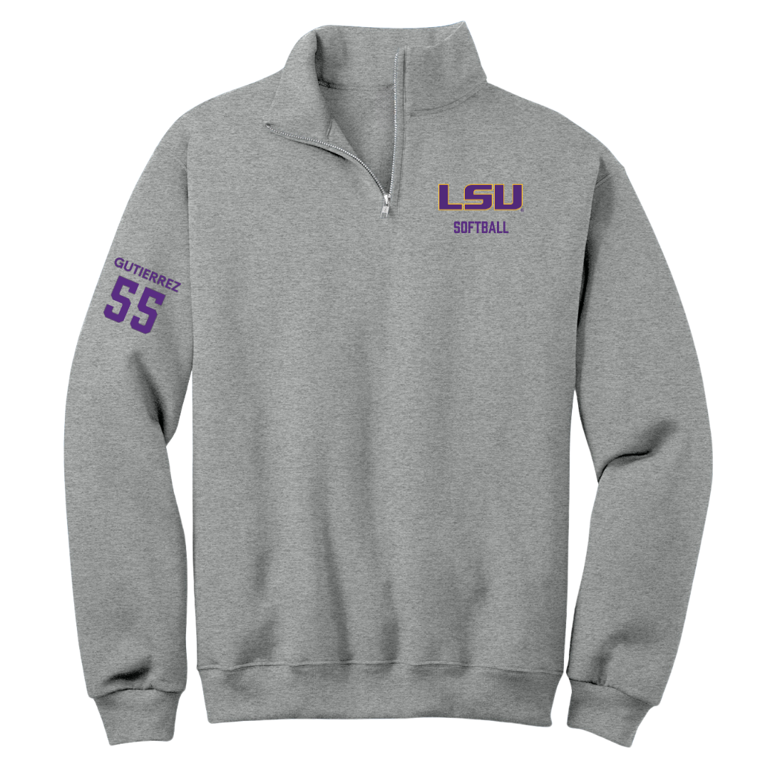 Louisiana State University Softball Sport Gray Quarter-Zip - #55 Raeleen Gutierrez